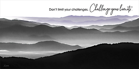 Lori Deiter LD3586 - LD3586 - Challenge Your Limits - 18x9 Photography, Landscape, Inspirational, Don't Limit Your Challenges.  Challenge Your Limits, Typography, Signs, Textual Art, Mountains, Black & White from Penny Lane