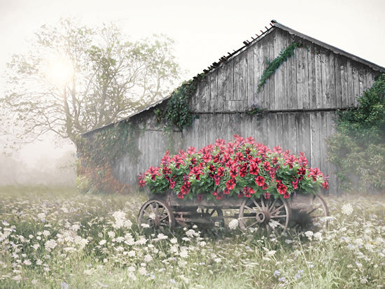 Lori Deiter LD3616 - LD3616 - Old Country Barn - 16x12 botanical, landscape, floral, country, trees, rural, barn, wagon, fog, mist, meadow, wildflowers, rustic, vintage, moody, photography, neutral from Penny Lane