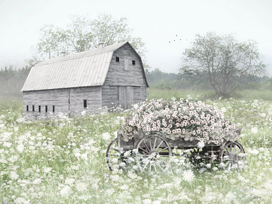 Lori Deiter LD3683 - LD3683 - Fern Hill Farm - 16x12 landscape, botanical, country, rural, floral, greenery, trees, barn, wagon, cotton, field, mist, vintage, moody, photography, neutral from Penny Lane