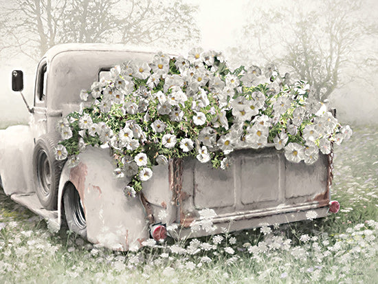 Lori Deiter LD3768 - LD3768 - Blooming Bed - 16x12 botanical, travel, landscape, floral, transportation, country, trees, old truck, field, white flowers, rustic, meadow, summer, vintage, modern farmhouse, digital painting, neutral from Penny Lane