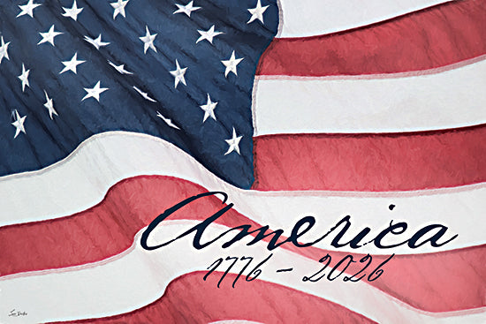 Lori Deiter LD3999 - LD3999 - America 1776-2026  I - 18x12 american flag, america 1776-2026, typography script, patriotic word art, red white blue, celebration, usa, modern brush strokes, decorative wall art from Penny Lane
