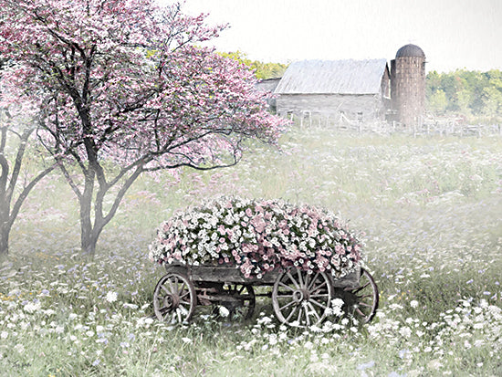 Lori Deiter LD4050 - LD4050 - Pink Spring Blossoms - 16x12 landscape, botanical, holidays & seasonal, floral, trees, country, rural, spring, cherry blossoms, wildflowers, farmhouse, barn, wagon, meadow, whimsical, feminine, photography, pink from Penny Lane