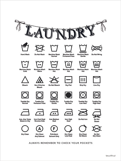 lettered & lined LET1458 - LET1458 - Laundry Symbols III - Bow Series - 12x16 home spaces, typography, symbols & icons, laundry, signs, laundry symbols, care instructions, washing, drying, ironing, dry cleaning, household, contemporary, decorative, digital illustration, black & white from Penny Lane