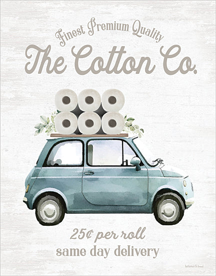lettered & lined LET1490 - LET1490 - Retro Roll Run - 12x16 home spaces, typography, travel, bath, word art, transportation, car, toilet paper, delivery, greenery, vintage car, vintage, whimsical, watercolor, neutral from Penny Lane