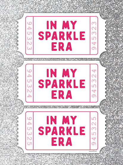 lettered & lined LET1512 - LET1512 - In My Sparkle Era - 12x16 in my sparkle era, glitter background, pink ticket design, motivational quote, bold typography, feminine aesthetic, trendy wall decor, modern graphic art, inspirational saying, fun girly decor from Penny Lane