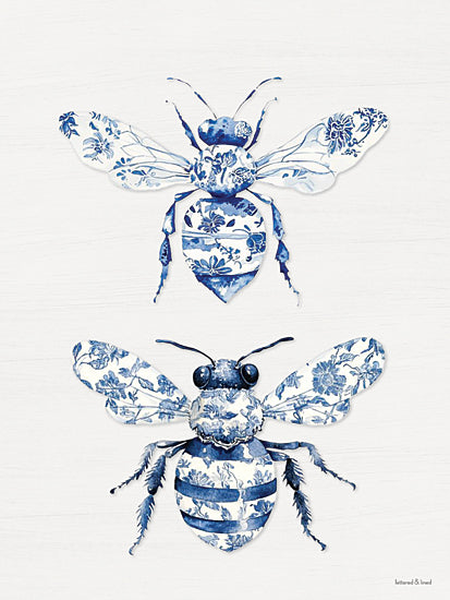 lettered & lined LET1535 - LET1535 - Toile Bees - 12x16 animals, backgrounds & patterns, insects, bee, blue & white, porcelain, decorative, vintage, digital illustration, blue from Penny Lane
