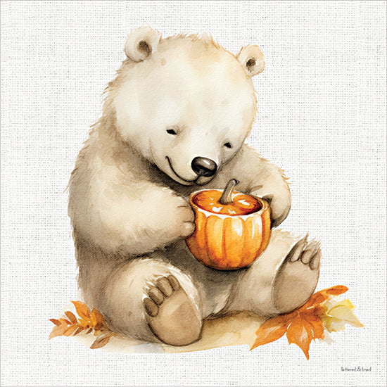 lettered & lined LET1611 - LET1611 - Pumpkin Pals 2 - 12x12 baby bear, pumpkin cup, autumn leaves, woodland nursery art, cute animal illustration, fall season decor, whimsical wildlife, children’s room decor, harvest theme from Penny Lane