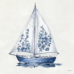 LET1755 - Coastal Toile Sailboat - 12x12