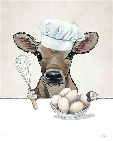 Lee Keller LK287 - LK287 - Cow Baker    - 12x16 bear chef whisk eggs bowl cooking humorous wildlife animal baking kitchen character painting whimsical art from Penny Lane