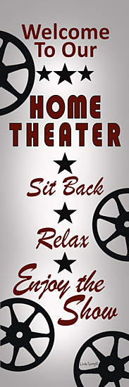 Linda Spivey LS1933 - LS1933 - Home Theater Welcome - 12x36 hobbies & entertainment, typography, cinema, word art, inspirational, film reel, movie night, home decor, stars, contemporary, decorative, vector art, gray from Penny Lane