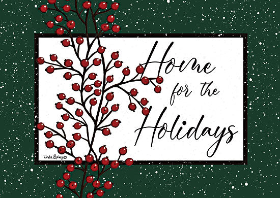 Linda Spivey LS1940 - LS1940 - Home for the Holidays - 18x12 holiday winter berries branch typography home for the holidays rustic farmhouse sign festive red berries snow background from Penny Lane