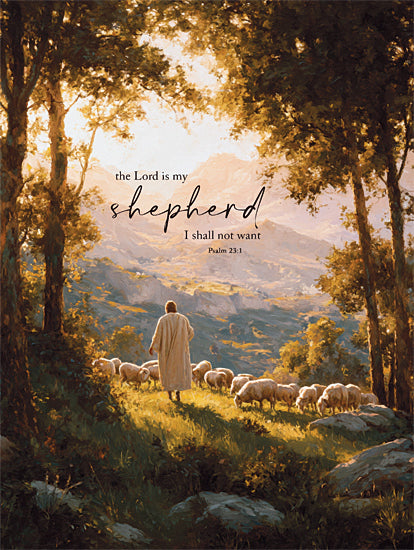 Lux + Me Designs LUX1196 - LUX1196 - Lord is My Shepherd - 12x16 botanical, typography, floral, inspirational, word art, daisy, poppy, lavender, joy, journey, decorative, feminine, digital illustration, blue from Penny Lane
