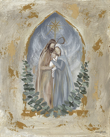 Mackenzie Kissell MKA250 - MKA250 - Holy Family - 12x16 holy family painting, mary joseph baby jesus, nativity family portrait, christmas religious art, sacred family, star of bethlehem, neutral palette painting, spiritual figurative artwork, textured brush strokes from Penny Lane