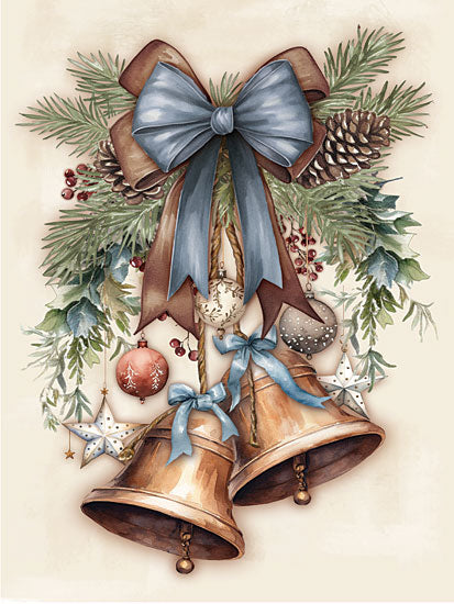 Mollie B. MOL2941 - MOL2941 - Dusty Blue Christmas Bells - 12x16 merry christmas sign, plaid holiday background, blue script lettering, pinecones and greenery, rustic christmas decor, seasonal typography art, festive sign, winter wall art, farmhouse christmas style, decorative holiday message, country plaid pattern, cheerful seasonal word art from Penny Lane