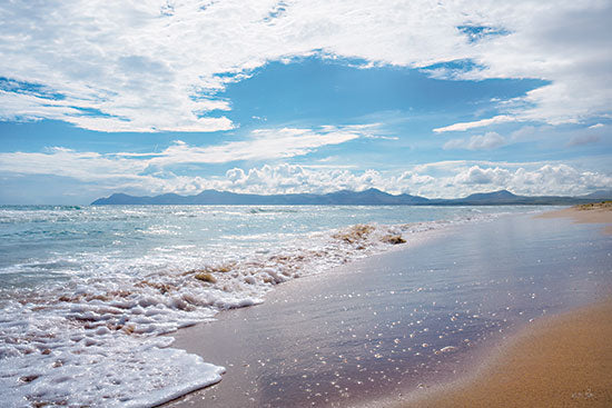 Martin Podt MPP1201 - MPP1201 - Sandy Solitude - 18x12 sunny beach shoreline, ocean waves, sandy coast, turquoise sea, bright sky clouds, tranquil seaside, summer coast landscape from Penny Lane