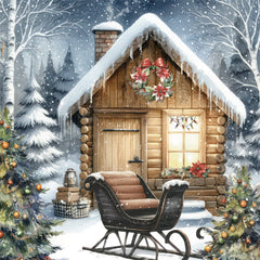 ND556 - Christmas Cabin with Sleigh - 12x12