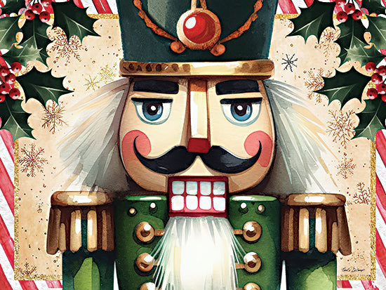 Nicole DeCamp ND998 - ND998 - Royal Nutcracker 2 - 16x12 nutcracker, Christmas soldier, green uniform, holly berries, candy cane border, traditional festive art, Christmas decor, classic nutcracker design from Penny Lane