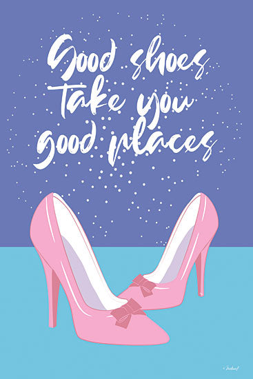 Martina Pavlova PAV593 - PAV593 - Good Shoes - 12x18 fashion, typography, inspirational, high heels, shoes, quote, script font, bow, feminine, whimsical, digital illustration, multicolor from Penny Lane