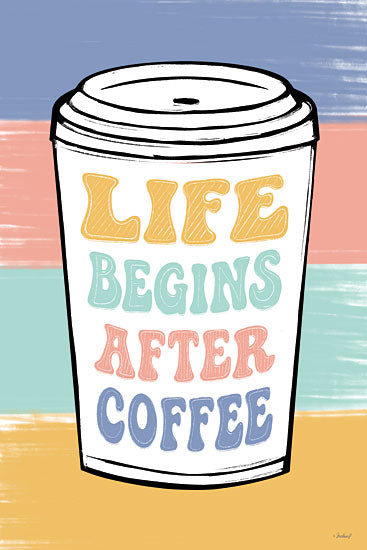 Martina Pavlova PAV600 - PAV600 - After Coffee - 12x18 food & drink, typography, backgrounds & patterns, coffee & tea, inspirational, word art, coffee, cup, quote, whimsical, decorative, digital illustration, multicolor from Penny Lane