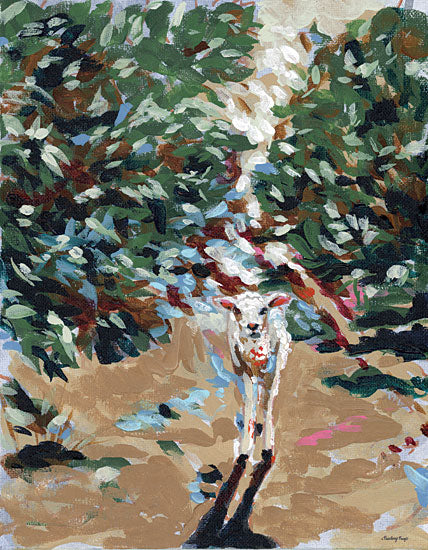 Painting Paige PP208 - PP208 - Golden Lamb - 12x16 botanical, animals, landscape, trees, greenery, stylized animals, goat, deer, field, painterly, folk art, oil painting, multicolor from Penny Lane