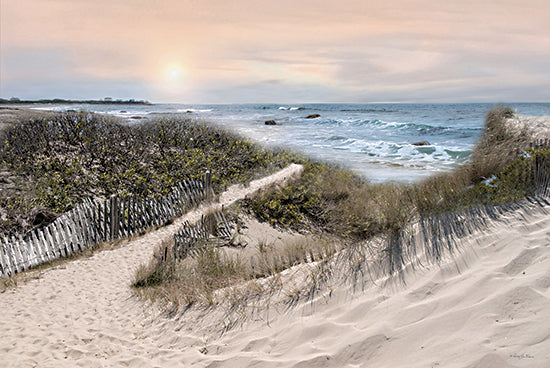 Robin-Lee Vieira RLV815 - RLV815 - Beyond the Dunes - 18x12 sand dunes path, beach fence, sunrise over ocean, coastal grasses, sandy trail, seaside landscape, beach sunrise, ocean waves horizon from Penny Lane