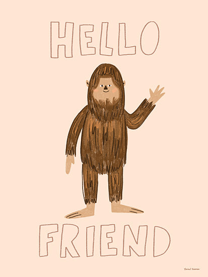 Rachel Nieman RN803 - RN803 - Hello Friend - 16x12 bigfoot sasquatch hello friend greeting cute character cartoon whimsical creature forest folklore from Penny Lane