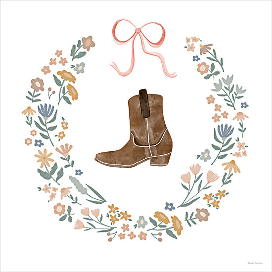 Rachel Nieman RN807 - RN807 - Little Cowgirl Boot     - 12x12 howdy cow calf western greeting typography ranch farmhouse country animal illustration from Penny Lane