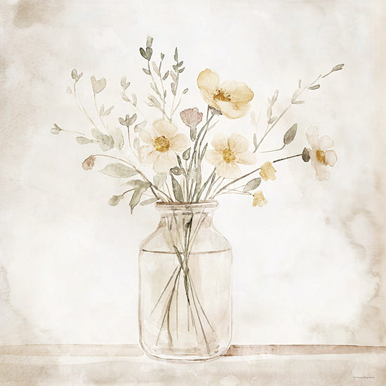 Svetlana Aleinikova SA222 - SA222 - Eternal Freshness - 12x12 yellow wildflowers mason jar watercolor, delicate botanical bouquet, cottage farmhouse floral decor, rustic jar flowers painting from Penny Lane