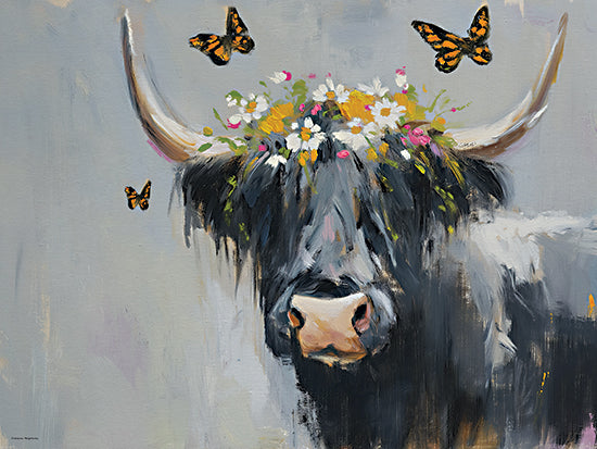 Svetlana Aleinikova SA357 - SA357 - Crowned in Nature - 16x12 animals, botanical, farm animals, insects, floral, highland cow, butterfly, daisy, wildflower, meadow, summer, painterly, whimsical, oil painting, blue from Penny Lane