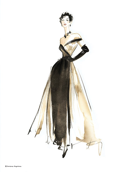 Svetlana Aleinikova SA458 - SA458 - Feminine Veil - 12x16 fashion, figurative, gown, evening dress, elegant, woman, model, vintage, feminine, watercolor, black & white from Penny Lane