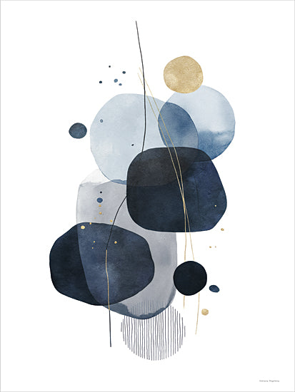 Svetlana Aleinikova SA479 - SA479 - Form and Flow - 12x16 abstract watercolor circles blue gold modern geometric wall art minimal from Penny Lane