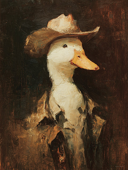 Svetlana Aleinikova SA489 - Duck Out West - 12x16 animals, western, birds, cowboy, duck, hat, jacket, portrait, vintage, painterly, oil painting, brown from Penny Lane