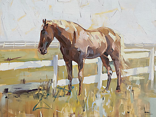 Svetlana Aleinikova SA579 - SA579 - The Fenceline Watch - 16x12 animals, landscape, farm animals, horse, fence, field, painterly, oil painting, brown from Penny Lane