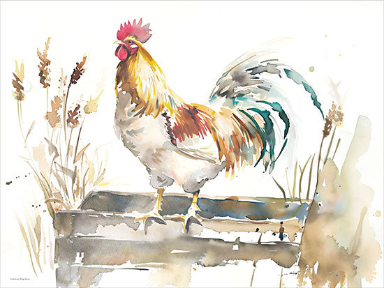 Svetlana Aleinikova SA581 - SA581 - Sunrise Rooster Call - 16x12 animals, farm animals, rooster, chicken, fowl, rural, wheat, painterly, decorative, watercolor, multicolor from Penny Lane