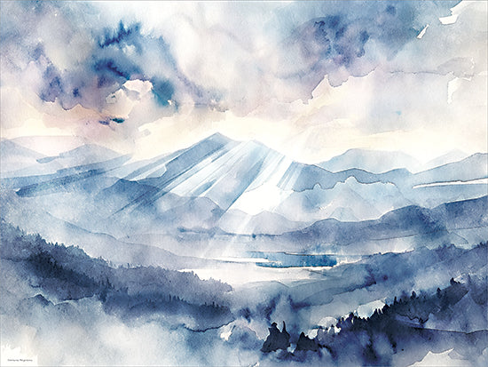 Svetlana Aleinikova SA612 - SA612 - Morning Ridge Glow - 16x12 landscape, lakes, sky, trees, mountains, clouds, sunlight, mist, forest, painterly, moody, watercolor, blue from Penny Lane