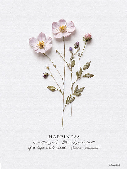 Susan Ball SB1476 - SB1476 - Happiness   - 12x16 happiness quote, Eleanor Roosevelt, life philosophy, delicate flowers, nature art, pastel botanical design from Penny Lane
