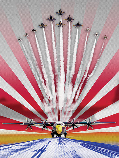 Stellar Design Studio SDS1575 - SDS1575 - Super Delta Formation - 12x16 patriotic & americana, travel, military, flags & stars, transportation, fighter jets, cargo plane, air show, contrails, runway, vintage, decorative, digital illustration, red from Penny Lane