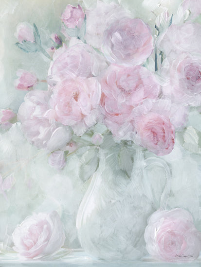 Stellar Design Studio SDS1607 - SDS1607 - Pale Roses in Jar - 12x16 soft pastel floral bouquet, pink and lavender roses, watercolor floral painting, feminine art, romantic still life, vase arrangement from Penny Lane