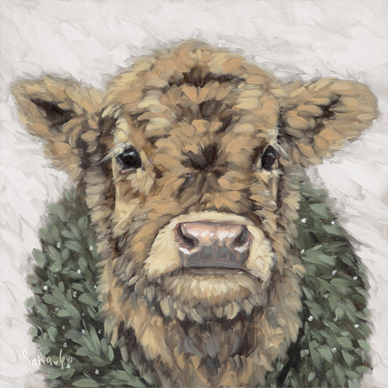 Sara G. Designs SGD266 - SGD266 - Hank the Highland - 12x12 Christmas, Holidays, Cow, Highland Cow, Whimsical, Wreath, Greenery, Winter, Snow from Penny Lane