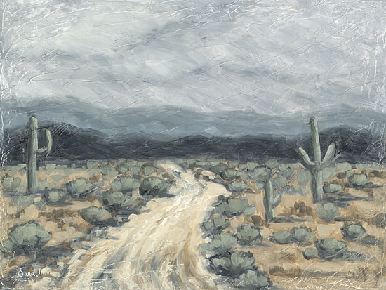 Sara G. Designs SGD290 - SGD290 - Desolate Road - 16x12 Landscape, Dessert, Cactus, Path, Hills, Sky, Clouds, Brushstrokes, Desolate Road from Penny Lane