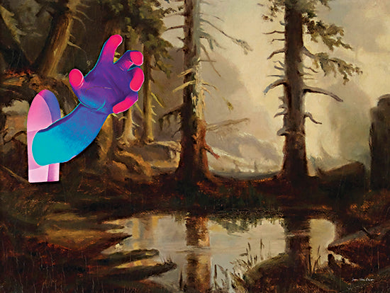 Seven Trees Design ST1233 - ST1233 - Glitched Wilderness - 16x12 neon gradient hand, dark forest, surreal glow, fantasy nature from Penny Lane