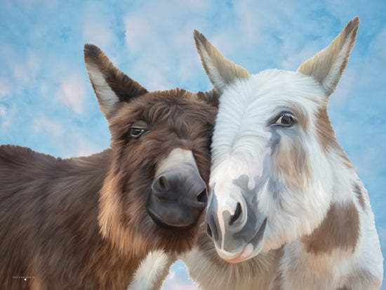 Catch A Star Fine Art STAR369 - STAR369 - Blue Sky Buddies - 16x12 animals, farm animals, donkeys, two animals, partners, friendship, furry, blue sky, clouds, whimsical, painterly, digital painting, blue from Penny Lane