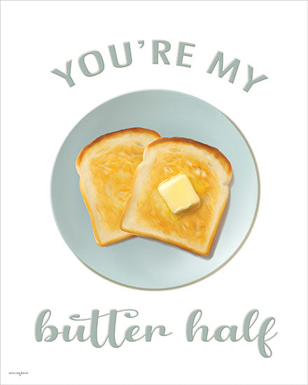 Catch A Star Fine Art STAR405 - STAR405 - You're My Butter Half - 12x16 food & drink, typography, baked goods, humor, toast, butter, breakfast, whimsical, contemporary, digital illustration, white from Penny Lane