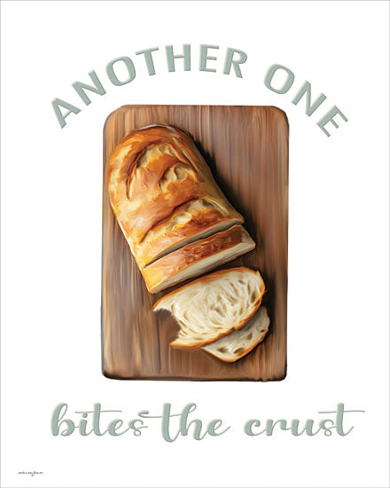Catch A Star Fine Art STAR406 - STAR406 - Another One Bites the Crust - 12x16 food & drink, typography, baked goods, humor, word art, bread, baguette, whimsical, digital illustration, white from Penny Lane
