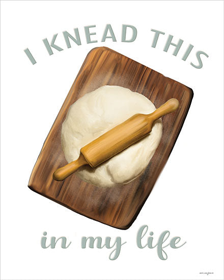 Catch A Star Fine Art STAR407 - STAR407 - I Knead This in My Life - 12x16 food & drink, typography, home spaces, baked goods, humor, word art, kitchen, baking, dough, rolling pin, cutting board, pun, whimsical, contemporary, digital illustration, beige from Penny Lane