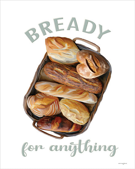 Catch A Star Fine Art STAR408 - STAR408 - Bready for Anything - 12x16 food & drink, typography, baked goods, humor, word art, bread, baguette, loaf, artisan bread, bakery, basket, whimsical, decorative, digital illustration, brown from Penny Lane