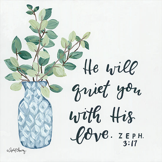 April Chavez AC147 - AC147 - Quiet      - 12x12 Signs, Typography, Zeph 3:17, Bible, Greenery, Vase from Penny Lane