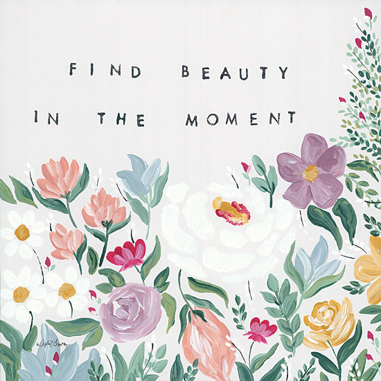 April Chavez AC149 - AC149 - Find Beauty in the Moment Floral - 12x12 Signs, Typography, Flowers, Beauty from Penny Lane