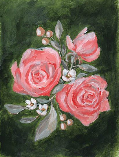 Amanda Hilburn AH115 - AH115 - Full Bloom - 12x16 Flowers, Red Flowers, Roses, Cottage/Country, Black Background from Penny Lane