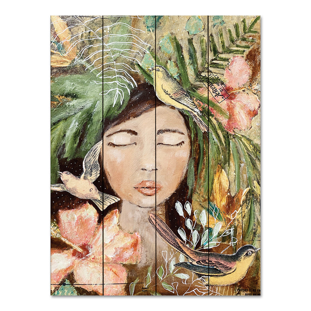 Amanda Hilburn AH120PAL - AH120PAL - Maya and the Birds - 12x16 Flowers, Greenery, Birds, Girl, Woman, Whimsical from Penny Lane